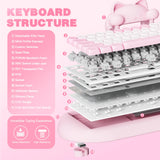 YUNZII C68 Wireless Gaming Keyboard, Hi-Fi Cute Cat Custom RGB Mechanical Keyboard