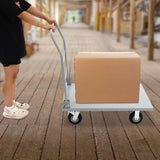 2000lbs Industrial Silver Flat Dolly Cart Heavy-Duty Iron Hand Truck