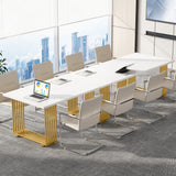 Tribesigns Modern Office Desk, 70.9" Wooden Computer Desk,Executive Desk with Gold Metal Legs, Large Workstation Home Office