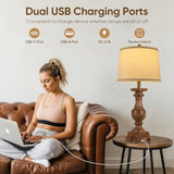 Wood Grain Color Table Lamps, 28'' Resin Desk Lamp for Bedroom