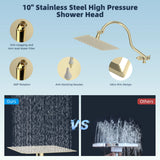 Hibbent 10'' High Pressure Rainfall Shower Head Handheld Spray Combo with 12'' Ad