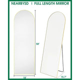 Wall Mounted Hanging or Leaning Arched Top Full Body Mirror for Bedroom