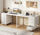 78" 2 Person Desk with 8 Fabric Drawers, Long Computer Desk Home Office Desk with Storage