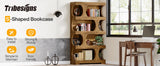 Tribesigns 71" Tall Bookcase, 4-Tier S-Shaped Bookshelf, Wood Decorative Storage Shelving
