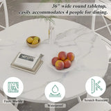 36" Round Dining Table or 4, aux Marble Dinette with Metal e or Kitchen, Aparent