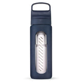 Go Series Glass Water Filter Bottle Made from Hand-Blown Glass with Silicone Sleeve