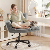 Criss Cross Chair with Wheels, Ergonomic Office Chair with Flip Armrests, Pet-Friendly Vanity Chair
