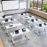 Portable Folding Conference Table on Wheels with Edge Lip - Ideal for Meetings