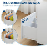 3 Drawer Rolling File Cabinet with Lock & Casters, Wooden Mobile Storage Organizer Printer Stand