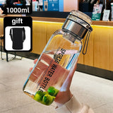 Large Capacity Glass Water Bottle Transparent Milk Juice Cup  for Tour Outdoor Sports