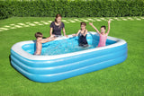 Inflatable Family Pool 10x6x22in Rectangular for Kids Ages 6+ Easy Setup