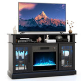TV Stand with Electric Fireplace LED Lights Remote Controls Storage Cabinets