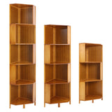Corner Bamboo Bookcase,3/4/5 Tiers Brown A-Shaped Freestanding Display Bookshelf
