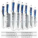 MDHAND 8pcs Kitchen Knife Damascus Stainless Steel Chef Knife Utility Paring Boning Cleaver