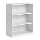 3-Shelf Bookcase with Adjustable Shelves, White, Freestanding Storage Organizer for Books, Office Supplies, Toys, Kitchen, Bathroom, Closet, Durable Wood/Plastic Frame, Easy to Assemble, Space-Saving
