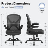 Ergonomic Mesh Office Chair with Adjustable Lumbar Support, Flip-up Arms & Wheels