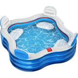 Inflatable Swimming Pool, Jelly Blue for Backyard Fun, Easy Setup
