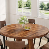 Tribesigns Round Dining Table for 4, 47 Inch Farmhouse Kitchen Table Small Dinner Table