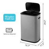 Automatic Trash Can with Lid,14.5 Gallon Smart Trash Can for Bedroom, Bathroom, Kitchen