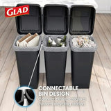 12 Gallon Trash Can with Odor Protection | Linkable Waste and Recycling Bin