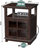 End Table with Wireless Fast Charging Station Set of 2 for Living Room