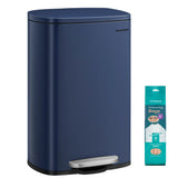 SONGMICS 13 Gallon (50 L) Trash Can, Stainless Steel Kitchen Garbage Can, Recycling or aste Bin, Soft Close, Step-On Pedal, Rem