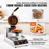 SucceBuy Electric Waffle Maker Stainless Steel Round Waffle Iron Non-Stick Waffle Baker