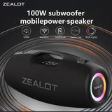 ZEALOT S78 100W Wireless Speakers, DSP Technology ,Dream Light, Outdoor