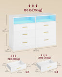 VASAGLE Custos Collection-Dresser for Bedroom w/ LED Lights&Power Strip