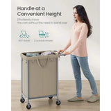 Laundry Basket with Wheels, 2-Section Rolling Laundry Hamper, 37 Gallons 140 L,Removable Liner,