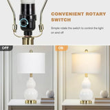 22" Modern Double Gourd Ceramic Table Lamps Set of 2, Bedside Lamps for Living Room