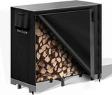 4ft Firewood Log Rack with Cover, Heavy Duty Indoor Outdoor Storage Combo Set