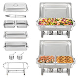 SucceBuy 8QT Rectangle Chafing Dish 2/4/6 Packs w/ Full Size Pans Buffet Catering Warmer
