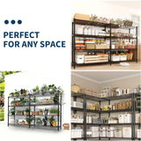 Heavy Duty Storage Shelves 4/5 Tiers Metal Shelving Unit Adjustable Organization Pantry Shelves for Kitchen