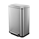 Kitchen Trash Can, Stainless Steel 50 Liter / 13 Gallon Garbage Can, Rectangular Steel