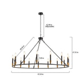 15-Lights ﻿ American Wrought Iron Circular Pendant Light Round Black Chandelier Lamp