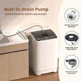 Portable washing machine for apartments RVs homes: 1.08 cu.ft full-automatic with 8 programs 6 water levels