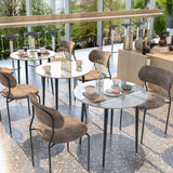 32" Sintered Stone Dining Table Round Reception Coffee Table for 2-4 Person