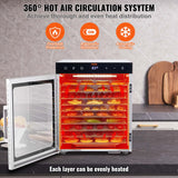 SucceBuy 10 Trays Food Dehydrator Stainless Steel Machine 800W/1000W Household