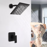 8" Shower Faucet Set Bathroom Rain Shower System Shower Trim Kit with Valve Black for
