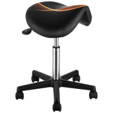 SucceBuy Ergonomic Saddle Stool w/ 5 Swivel Casters 360° Rotation 20.1-28 in Height Adjustable