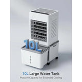 Evaporative Air Cooler for Home Office 10L Tank, Plastic Body, White
