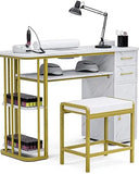 Manicure Table Nail Desk for Nail Tech with Dust Collector & Wrist Rest, Acetone Resistant Beauty Salon