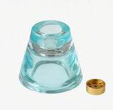 3 Colors Nordic Glass Candle Holder (Orange/Blue/Green), Square Striped 2 In 1