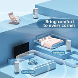 Portable air conditioner for indoor use, plastic housing, white, 3-in-1 swamp cooler with evaporative cooling, 3 speeds and 3 m