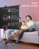 60' Projector Screen / Stand for Indoor Outdoor Movie and Office Presentation