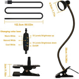 Clip on Light Reading Light for Bed 3 Color Modes 10 Dimmable Brightness Eye Care Clamp Desk Lamp 360° Flexible Desk Book Light