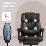 Office Chair with 6 Vibration Points, PU Leather Reclining Computer Chair