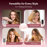 5 in 1 Hair Styler with Travel Bag Air Wrap 1200W Hair Dryer Straightening & Blow Dryer Brush