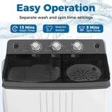 Portable Twin Tub Washing Machine for Apartment, Dorm, RV - 20 Lbs Capacity, Drain Pump